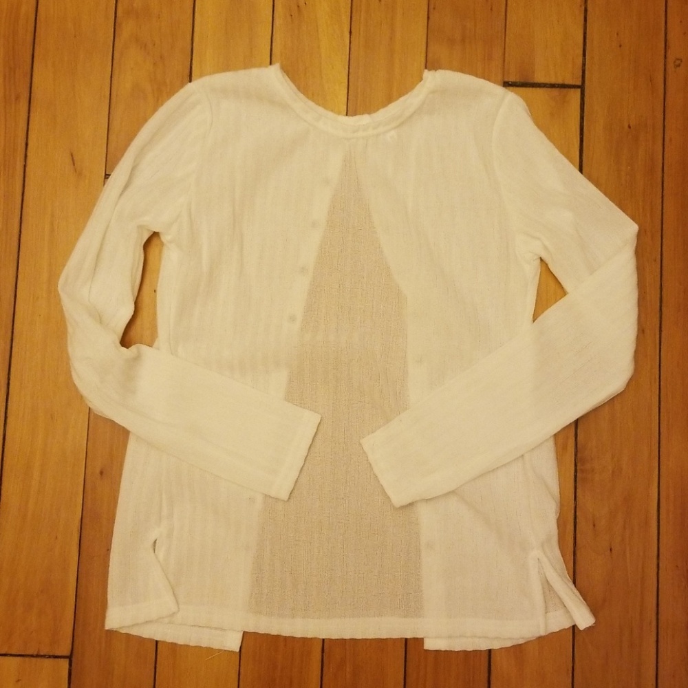 🔥3/$25-White Laceback Grommet Ribbed Sweater - Picture 3 of 4
